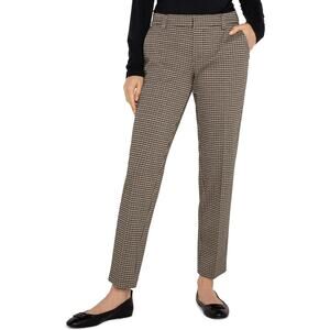 Liverpool Los Angeles Black Tan Check Kelsey Mid-Rise Trouser Knit Plaid Pants